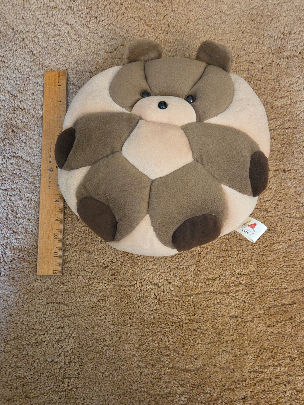 Plush Bear Pillow - Beige and Brown